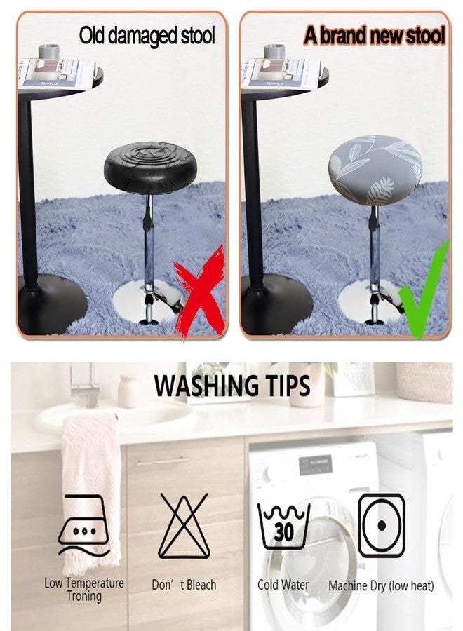 Levoberg غطاء كرسي ليفوبيرج دائري، عبوة من قطعتين، غطاء مقعد كرسي بار مطبوع، غطاء كرسي دوار قابل للتمدد مع مطاط، غطاء وسادة كرسي دوار دائري، غطاء وسادة قابل للغسل، واقي أغطية كراسي بار دائرية، مقاس 13-20 بوصة، رقم 4 - Image 5